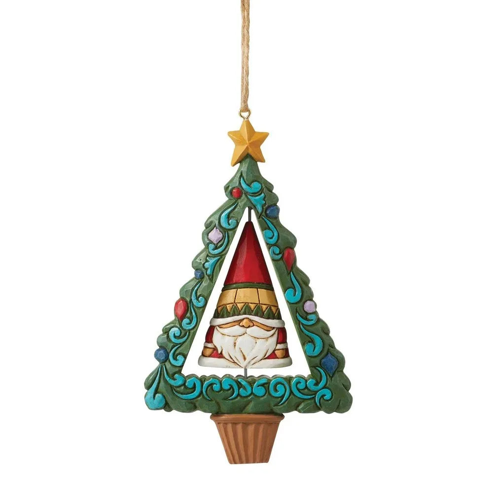 Jim Shore Heartwood Creek Gnomes - Rotating Gnome In Tree Hanging Ornament