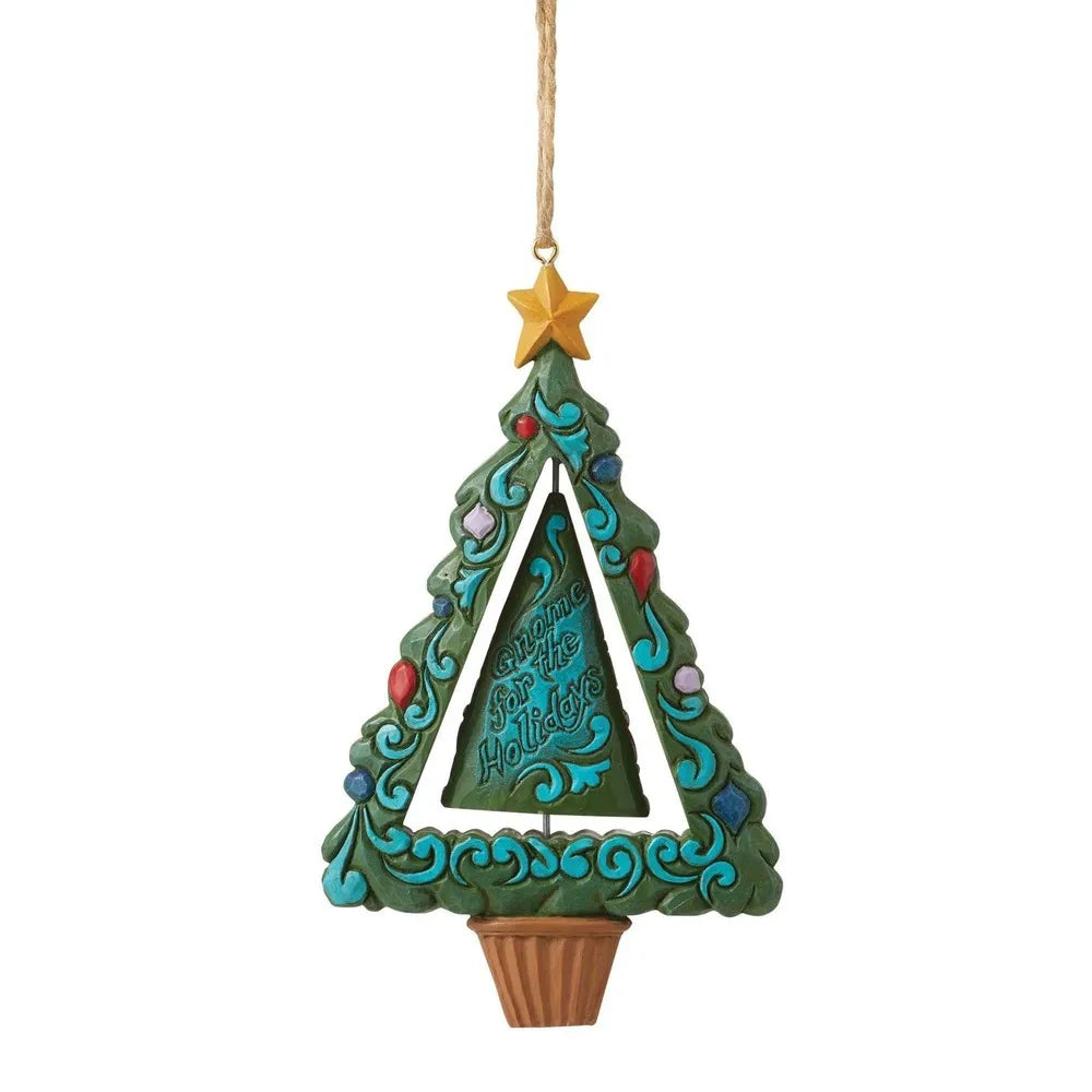 Jim Shore Heartwood Creek Gnomes - Rotating Gnome In Tree Hanging Ornament