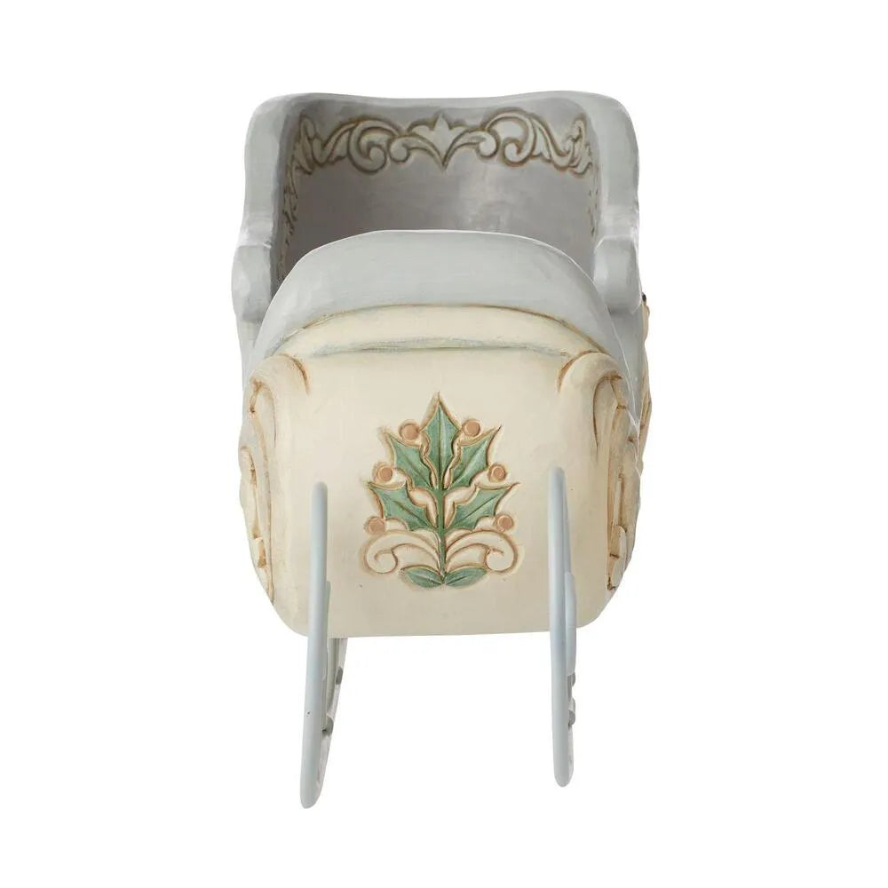 Jim Shore Heartwood Creek White Woodland - Centrepiece Sleigh with Deer Scene