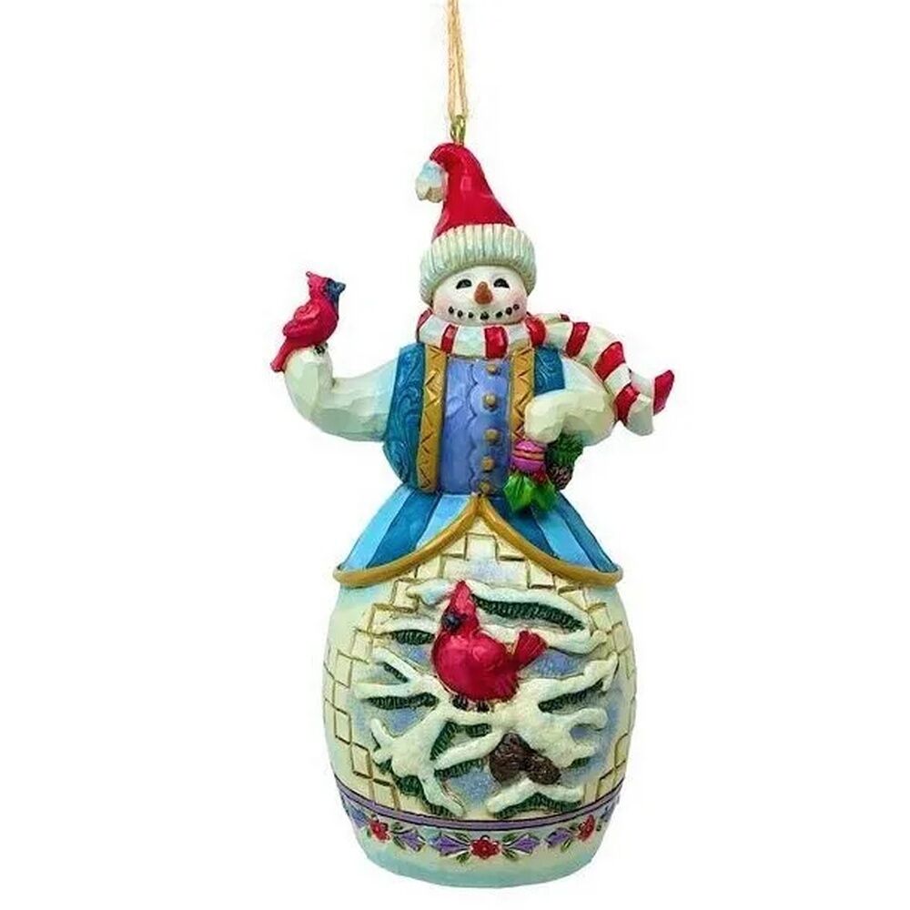 Jim Shore Heartwood Creek - Snowman With Cardinal Hanging Ornament