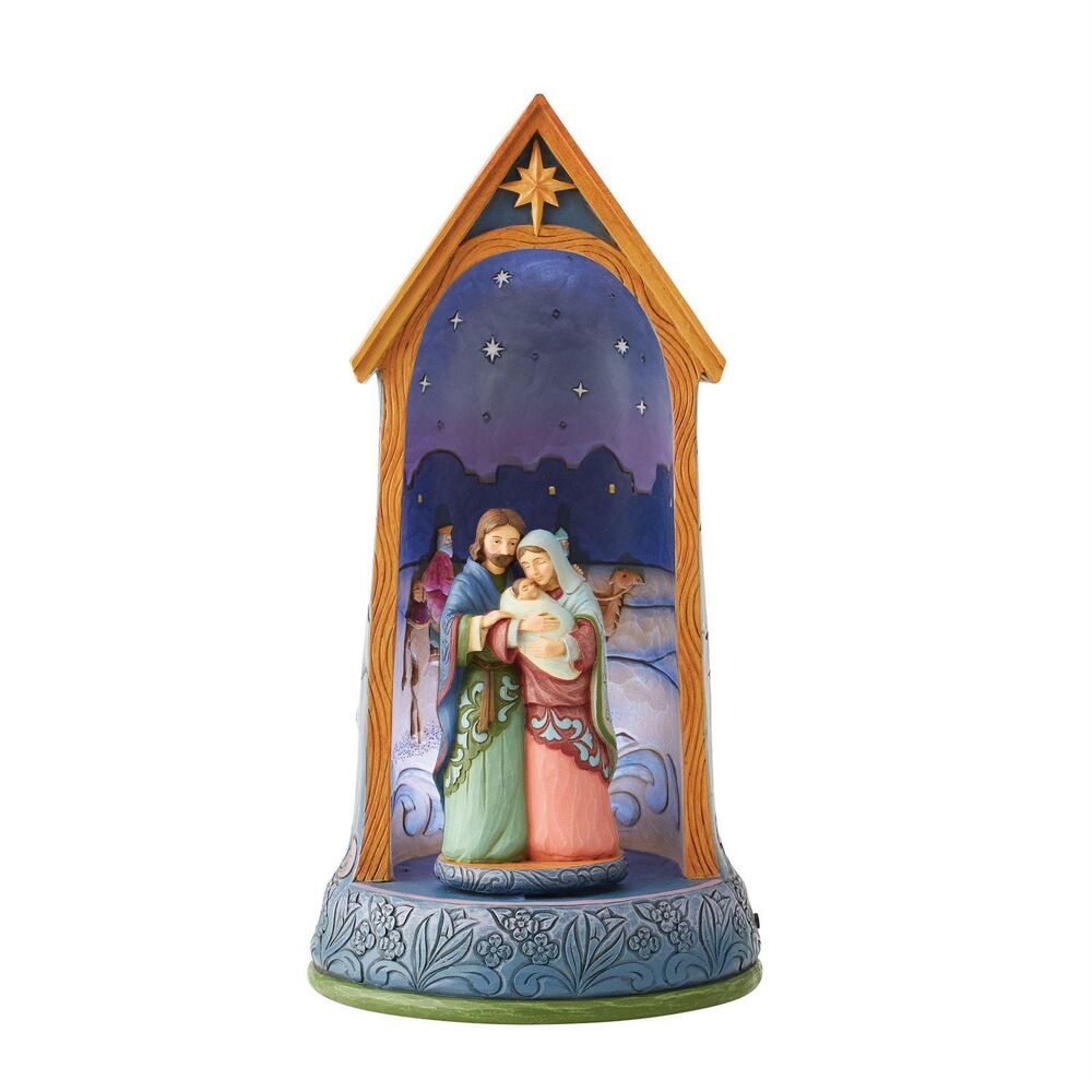 Jim Shore Heartwood Creek - LED Rotating Holy Family in Stable 28cm