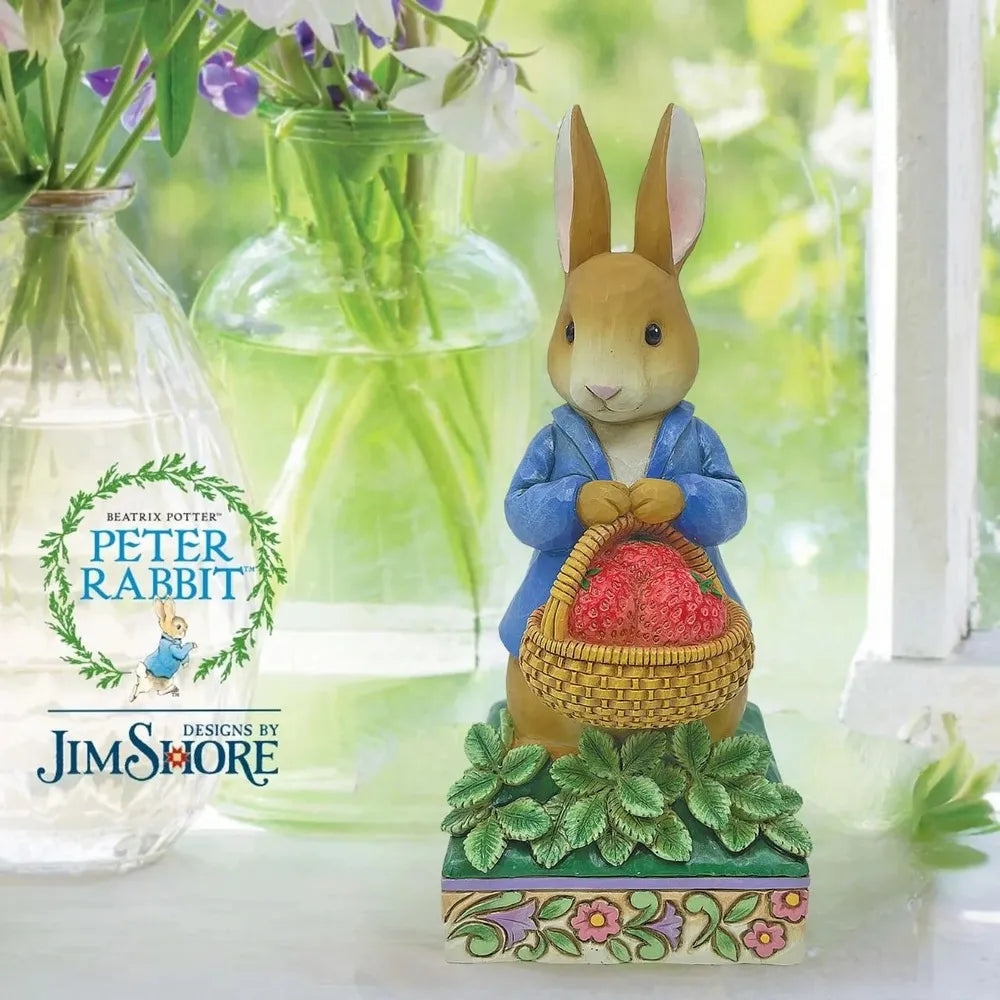 Beatrix Potter by Jim Shore - Peter Rabbit With Basket of Strawberries - A Sweet Treat