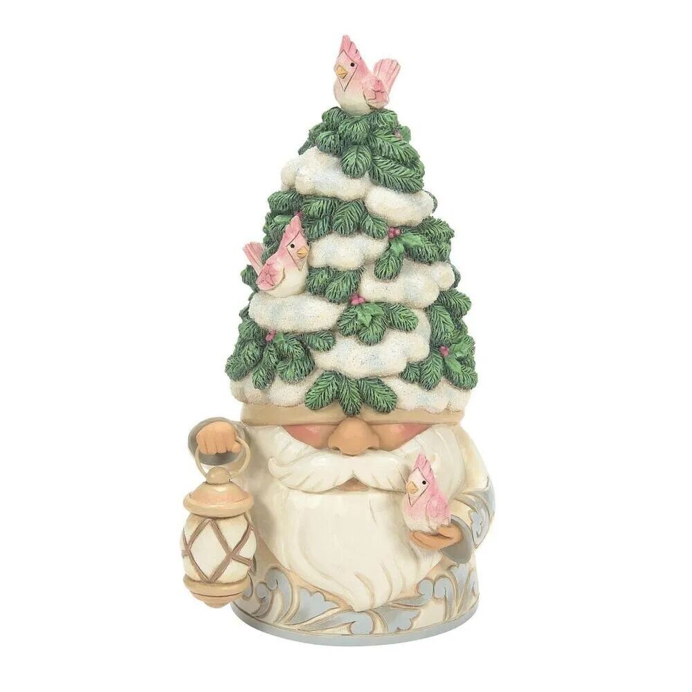 Jim Shore Heartwood Creek Gnomes - White Woodland With Evergreen Tree Hat