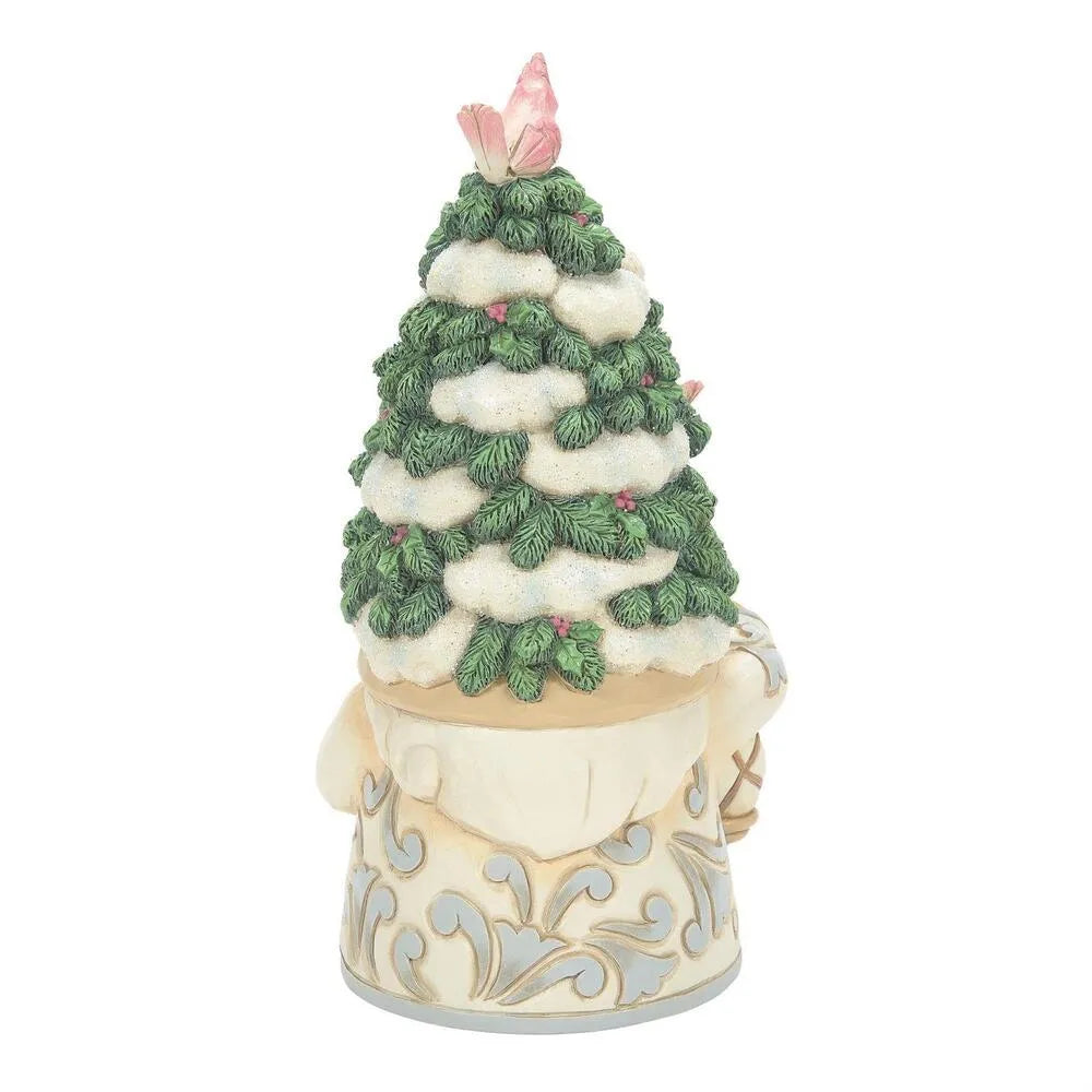 Jim Shore Heartwood Creek Gnomes - White Woodland With Evergreen Tree Hat