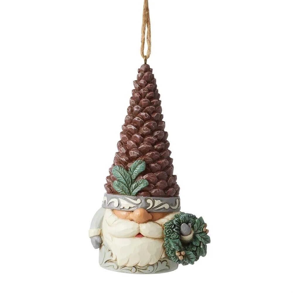 Jim Shore Heartwood Creek Gnomes - White Woodland Pinecone Hanging Ornament