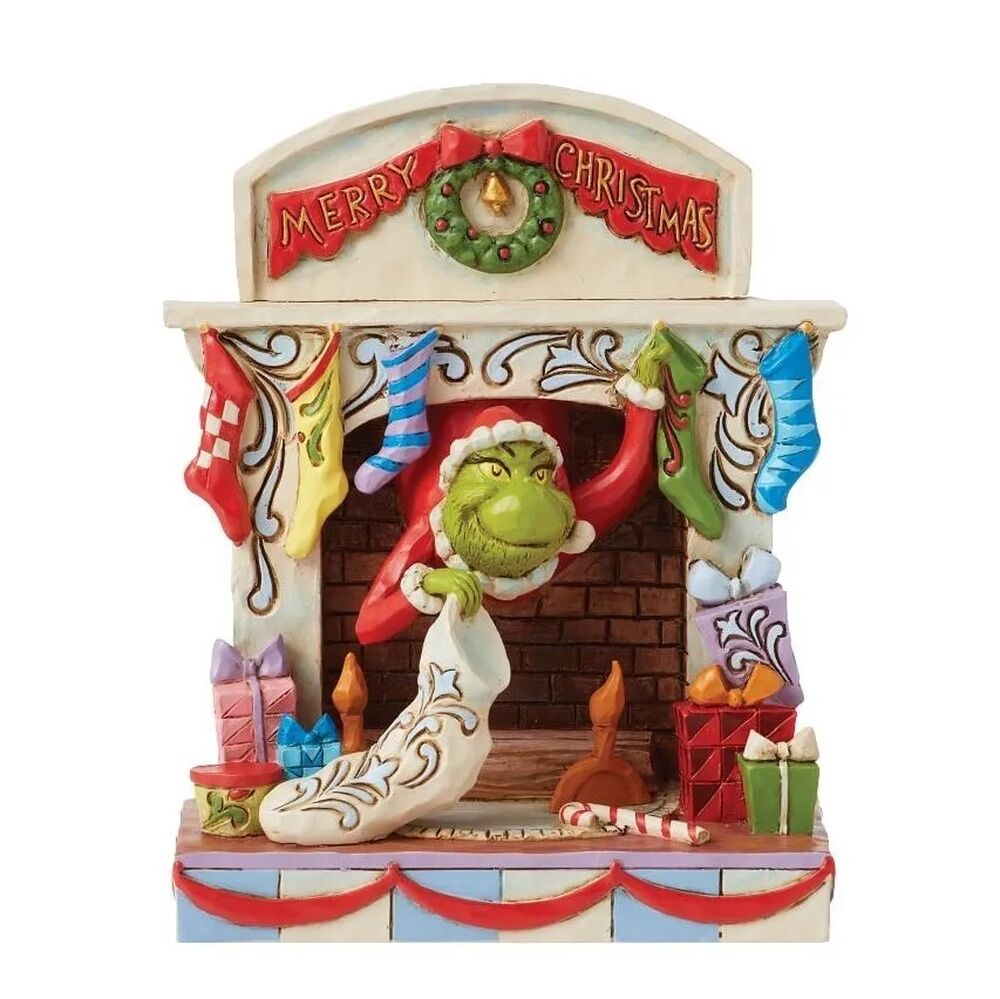 Dr Seuss The Grinch by Jim Shore - Grinch Peeking out of Fireplace