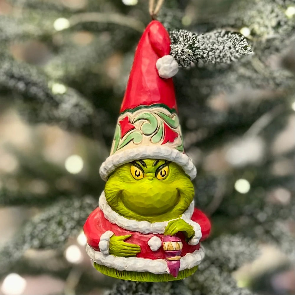 Dr Seuss The Grinch by Jim Shore - Grinch Gnome with Ornament Hanging Ornament
