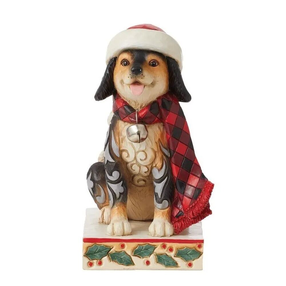 Jim Shore Heartwood Creek Highland Glen - Dog with Plaid Scarf