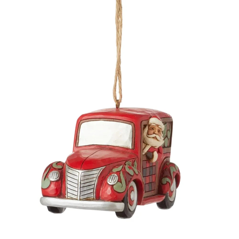 Jim Shore Heartwood Creek Highland Glen - Santa Woody Wagon Hanging Ornament