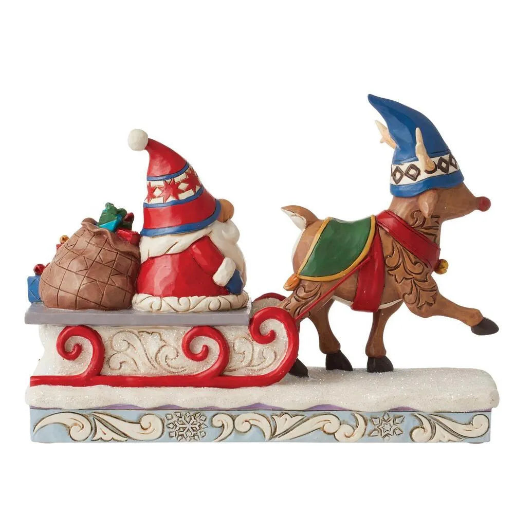 Jim Shore Heartwood Creek Gnomes - Reindeer Pulling Sled