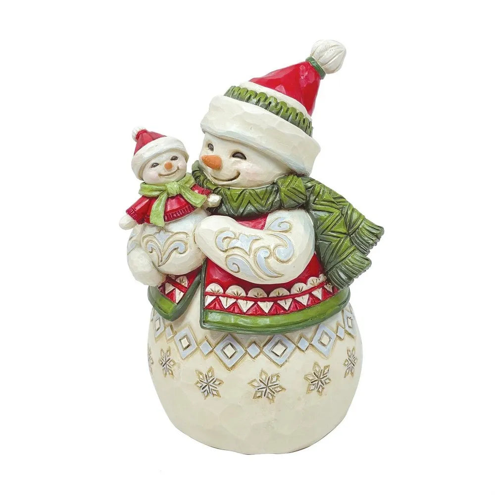 Jim Shore Heartwood Creek - Snowman With Snowbaby Pint Sized
