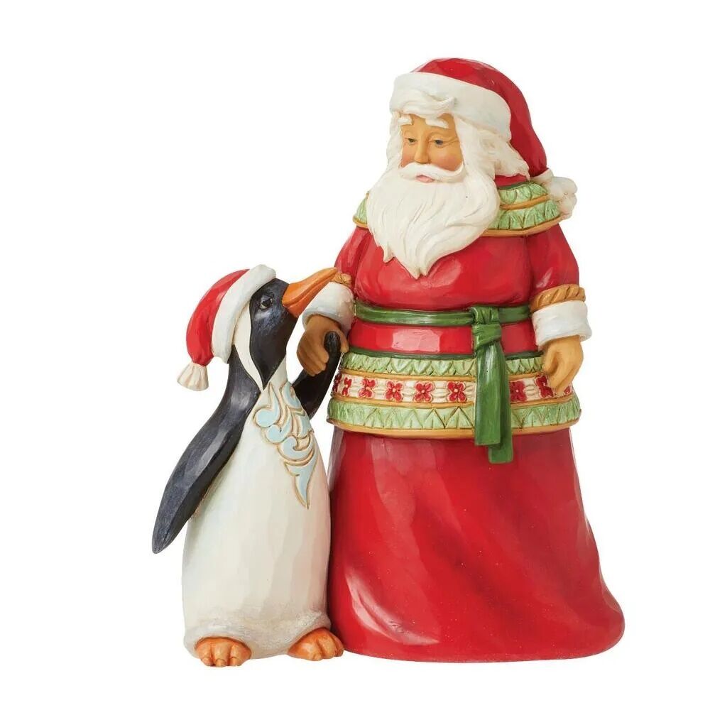 Jim Shore Heartwood Creek - Santa With Penguin Pint Sized
