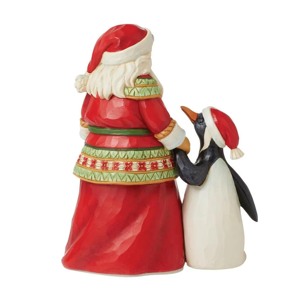 Jim Shore Heartwood Creek - Santa With Penguin Pint Sized