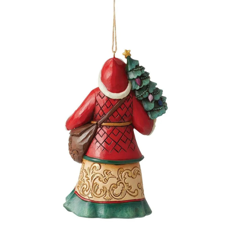 Jim Shore Heartwood Creek - Santa With Tree and Toybag Hanging Ornament