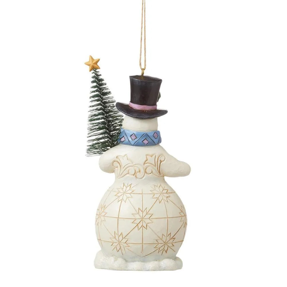 Jim Shore Heartwood Creek - Snowman with Sisal Tree Hanging Ornament