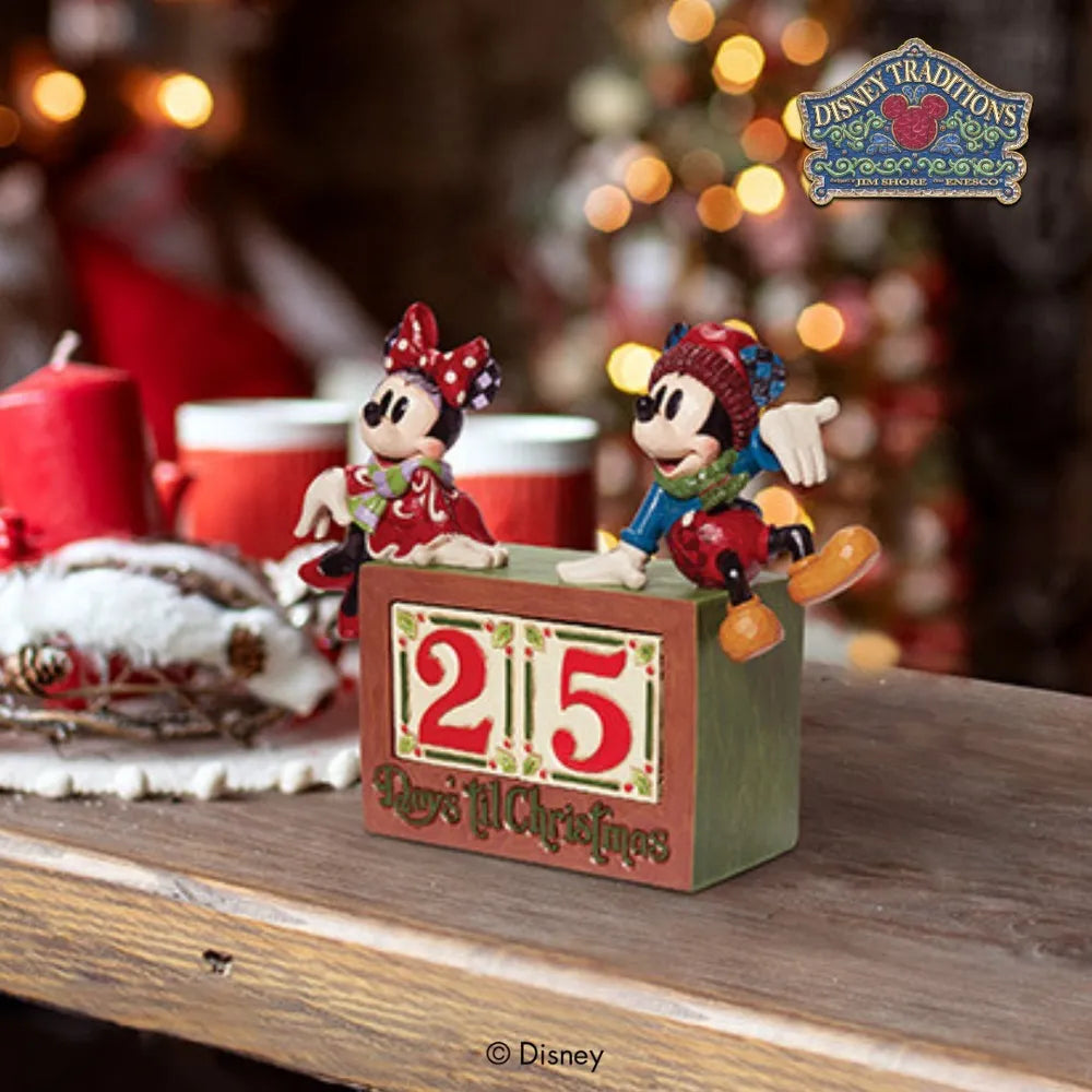 Jim Shore Disney Traditions - Mickey & Minnie Christmas Countdown Figurine