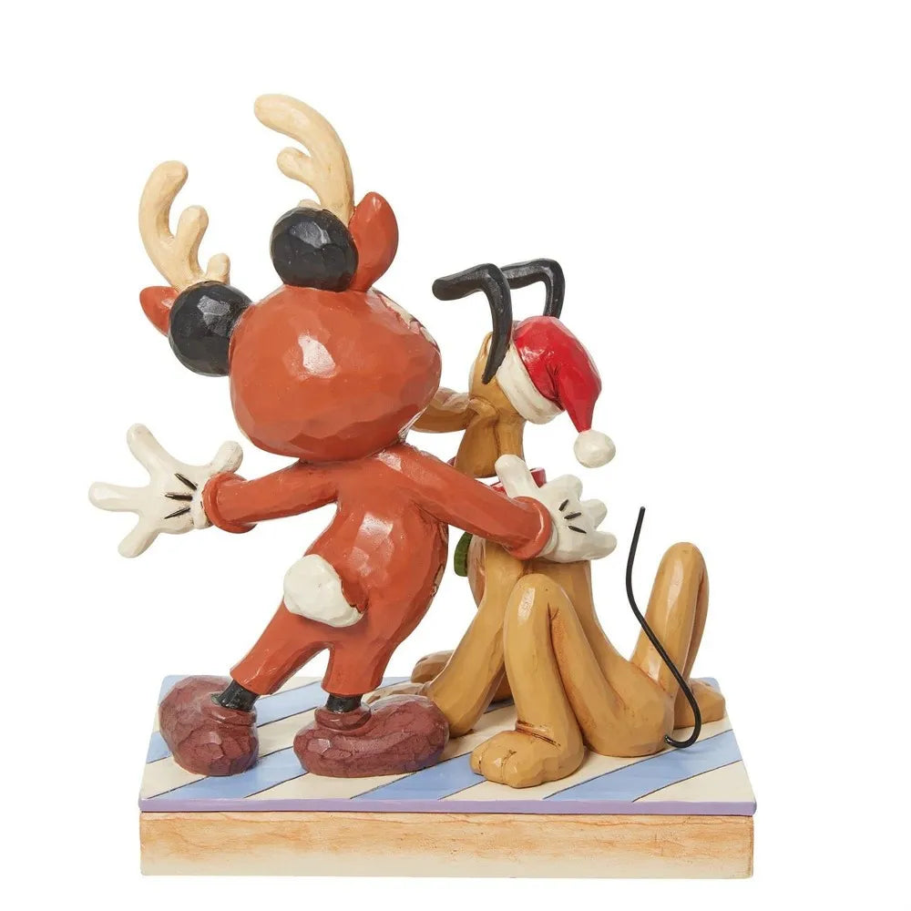 UNBOXED - Jim Shore Disney Traditions - Mickey & Pluto Festive Friends Christmas Figurine