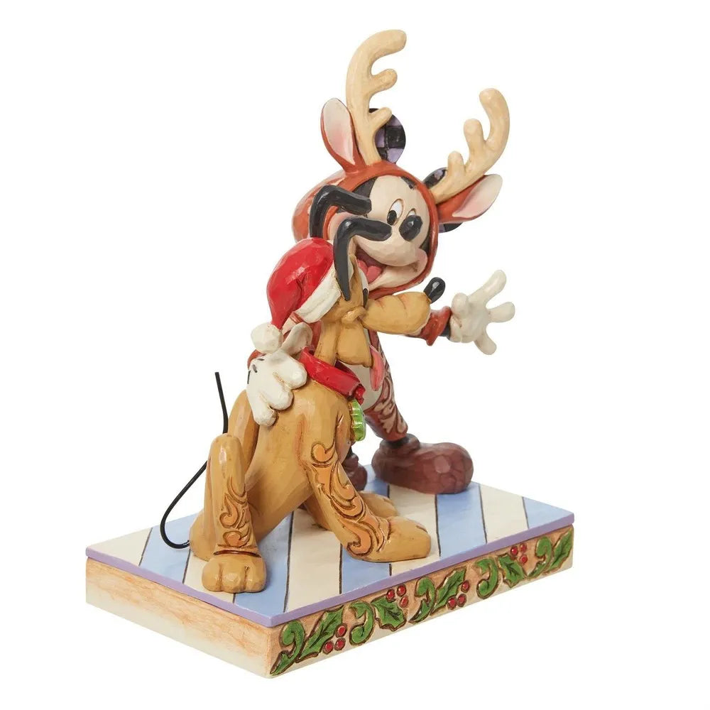 UNBOXED - Jim Shore Disney Traditions - Mickey & Pluto Festive Friends Christmas Figurine