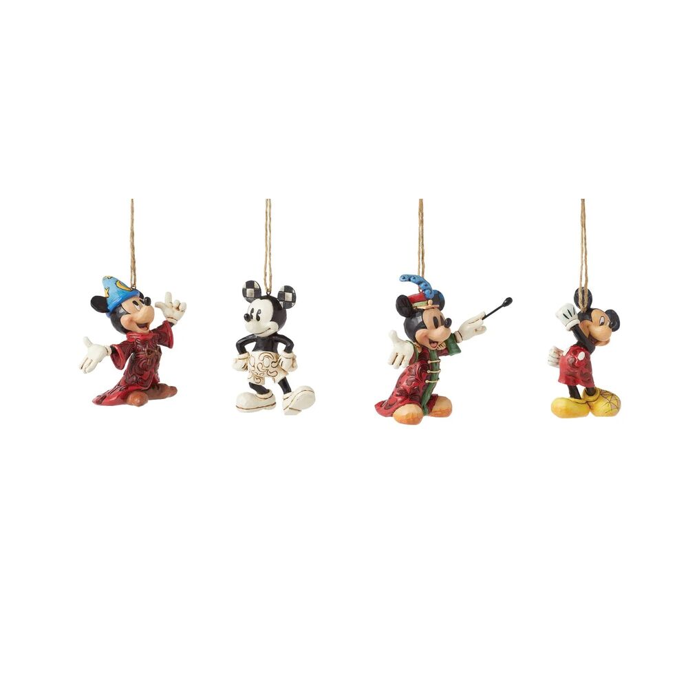 Jim Shore Disney Traditions - Mickey Through the Years Hanging Ornaments Set of 4