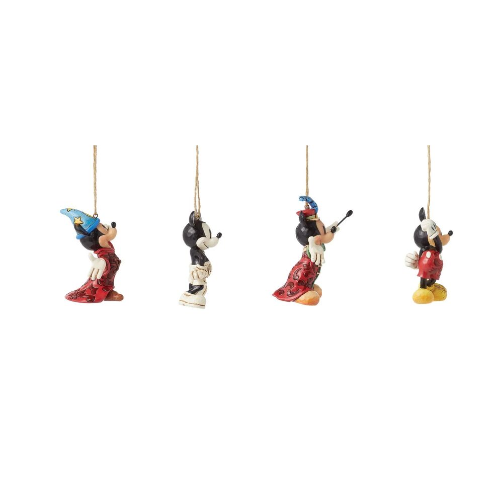 Jim Shore Disney Traditions - Mickey Through the Years Hanging Ornaments Set of 4