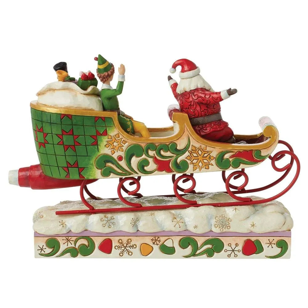 Elf by Jim Shore - Buddy & Santa In Sleigh