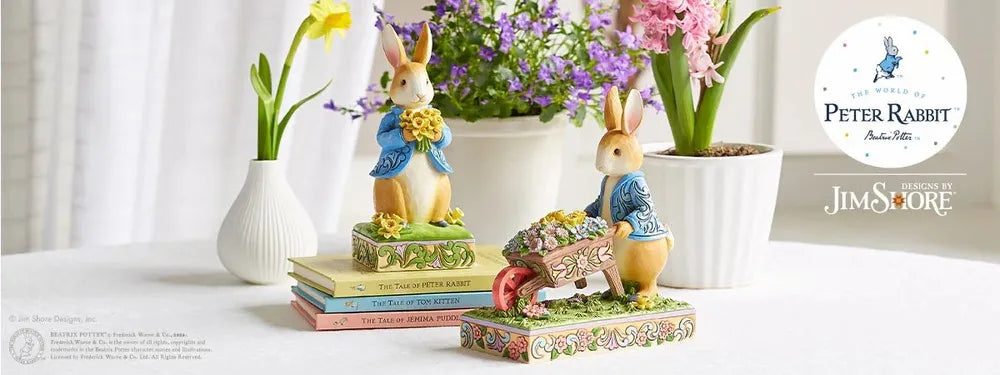 Beatrix Potter by Jim Shore - Peter Rabbit With Wheelbarrow of Flowers