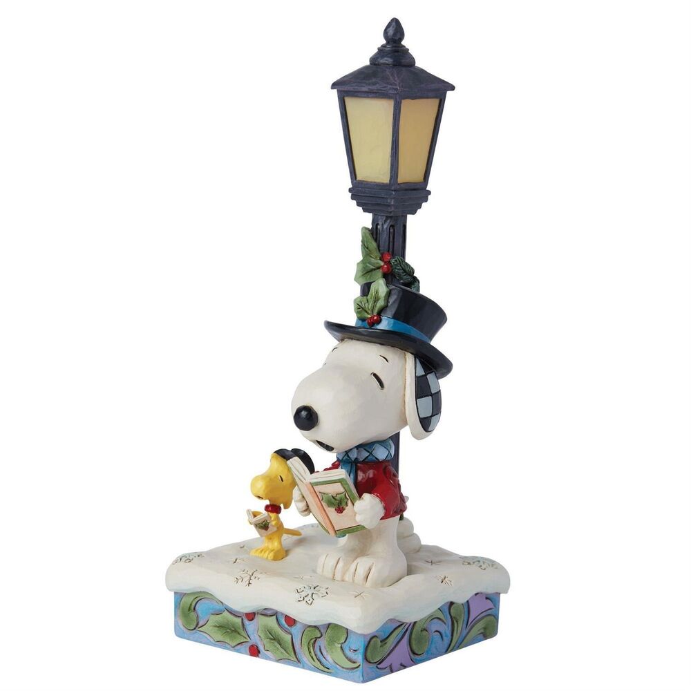 Peanuts by Jim Shore - Snoopy & Woodstock Carolling Lamp Post Light Up Scene