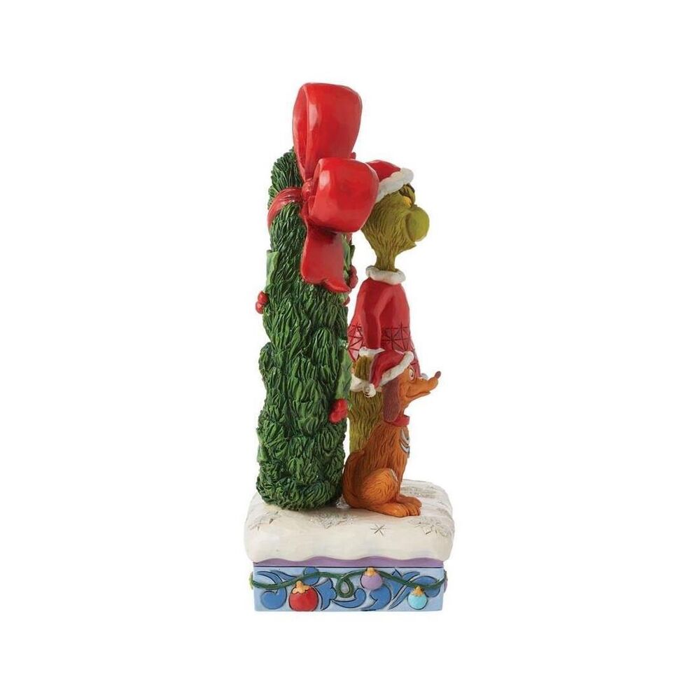 Dr Seuss The Grinch by Jim Shore - Grinch & Max in Wreath Light Up Figurine