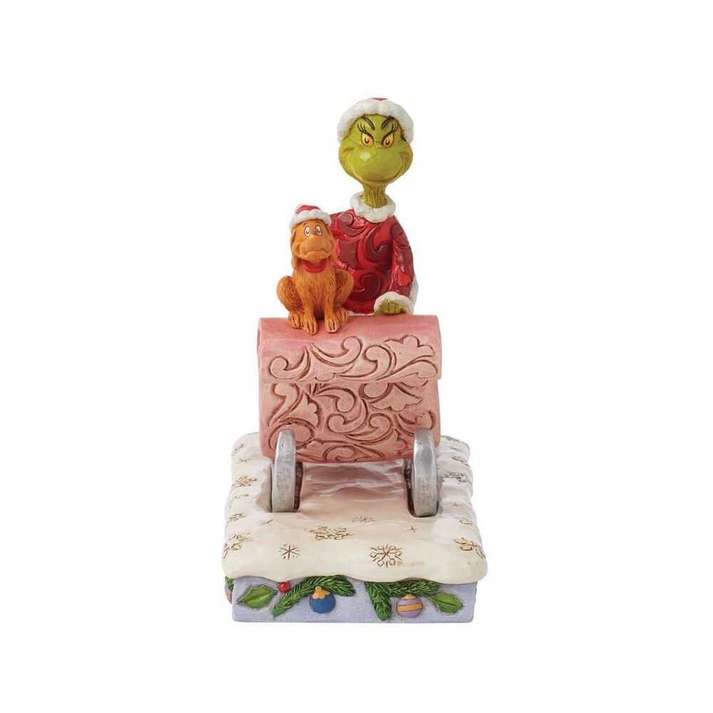 Dr Seuss The Grinch by Jim Shore - Grinch and Max on Sled