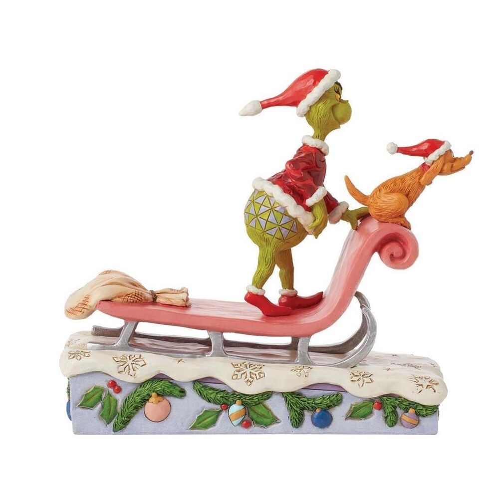 Dr Seuss The Grinch by Jim Shore - Grinch and Max on Sled