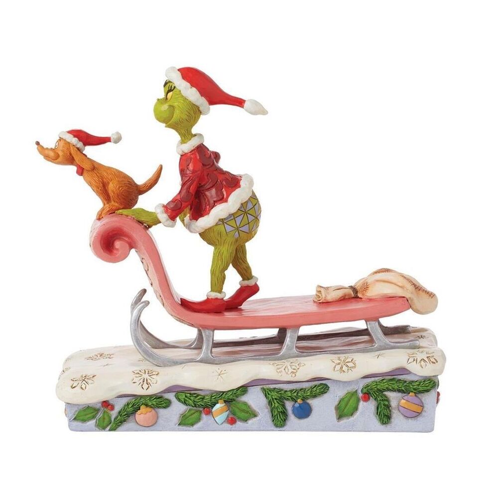 Dr Seuss The Grinch by Jim Shore - Grinch and Max on Sled