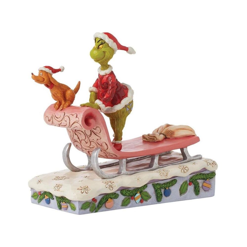 Dr Seuss The Grinch by Jim Shore - Grinch and Max on Sled