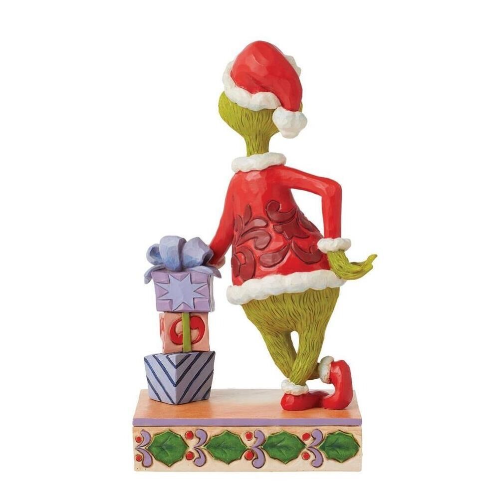 Dr Seuss The Grinch by Jim Shore - Grinch Leaning on Stacked Gifts