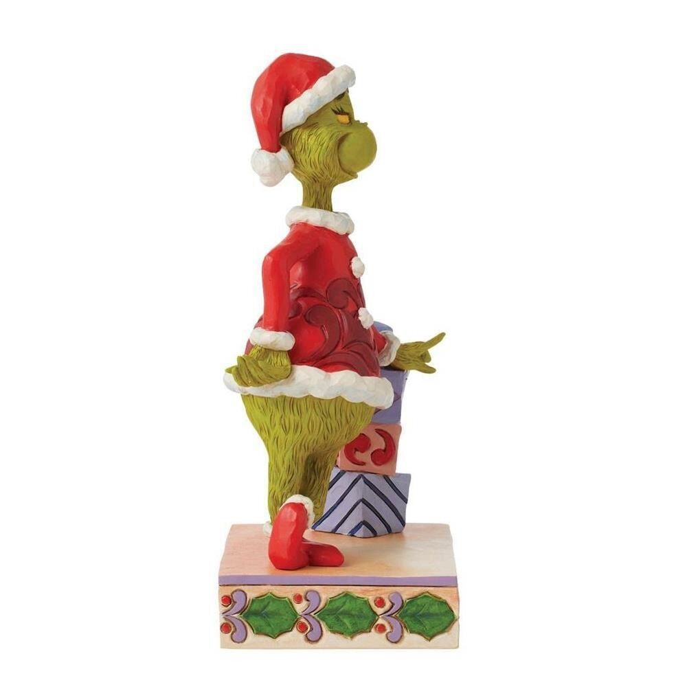 Dr Seuss The Grinch by Jim Shore - Grinch Leaning on Stacked Gifts