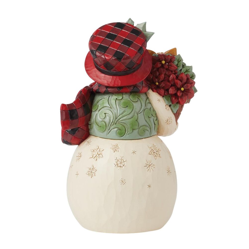 Jim Shore Heartwood Creek Highland Glen - Snowman with Poinsettia Basket