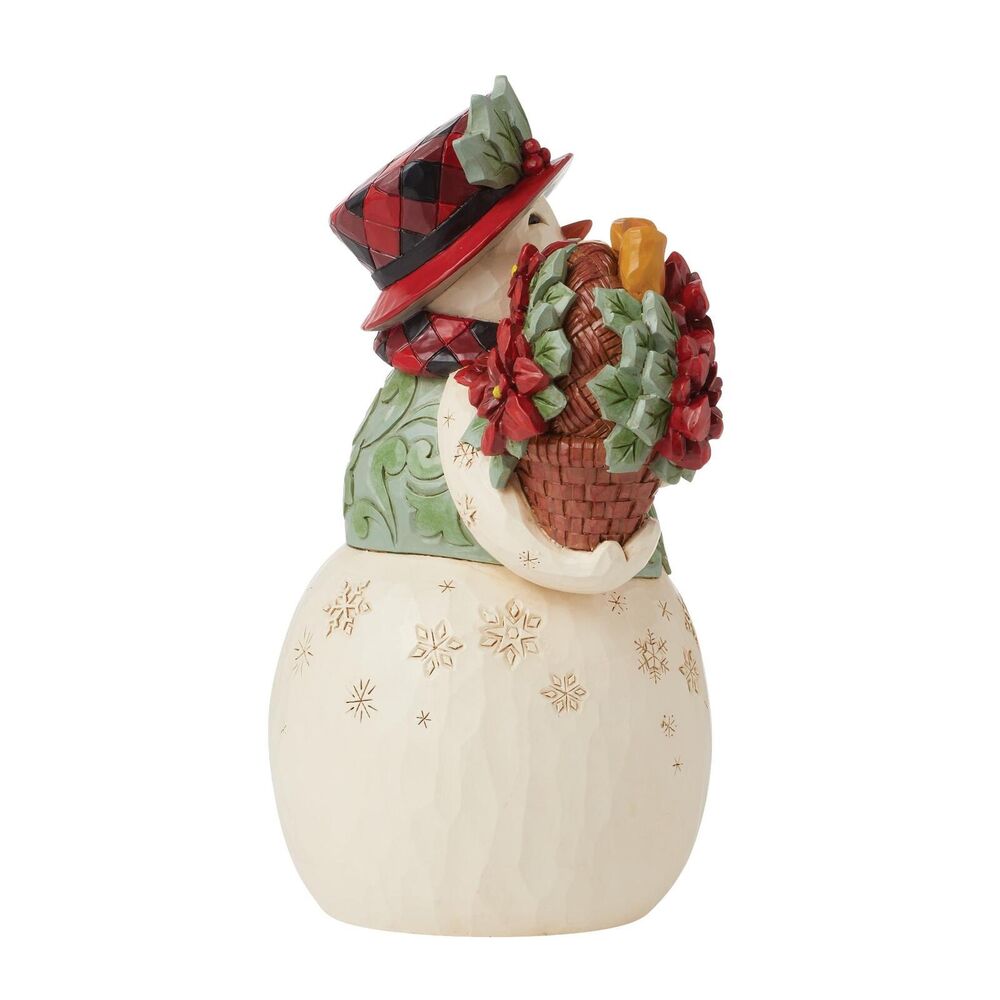 Jim Shore Heartwood Creek Highland Glen - Snowman with Poinsettia Basket