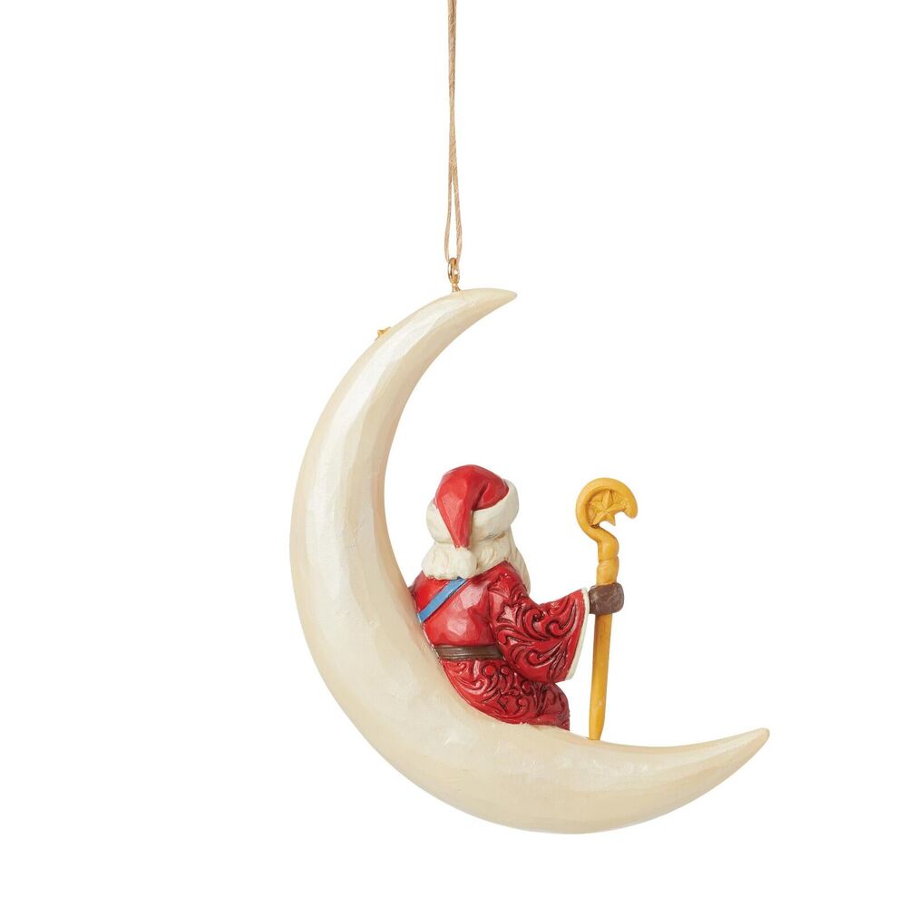 Jim Shore Heartwood Creek - Santa in Moon Hanging Ornament