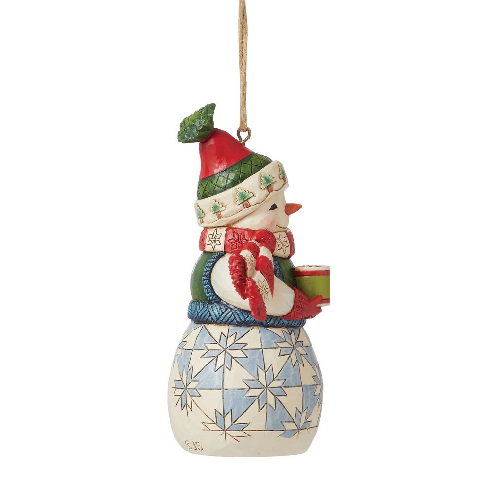Jim Shore Heartwood Creek - Snowman with Cocoa Hanging Ornament