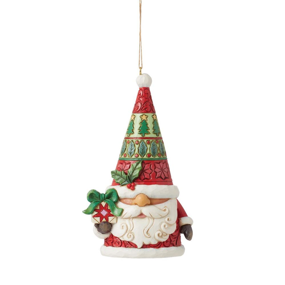 Jim Shore Heartwood Creek - Santa Gnome with Gift Hanging Ornament