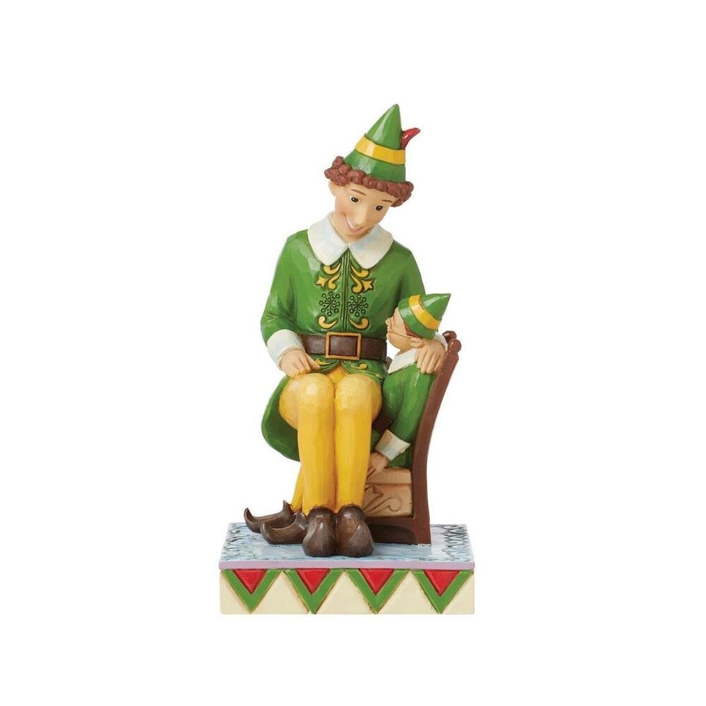 Elf by Jim Shore - Buddy Elf Sitting on Papa Elf