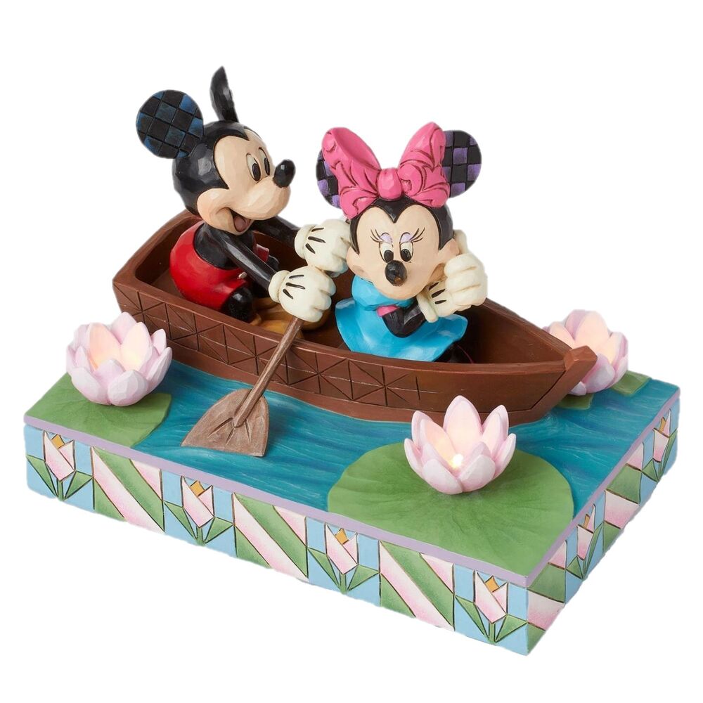 Jim Shore Disney Traditions - Mickey & Minnie LED Love Rowboat