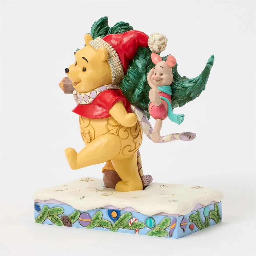 Jim Shore Disney Traditions - Winnie the Pooh Christmas - Pooh with Tree - A Tree For Two