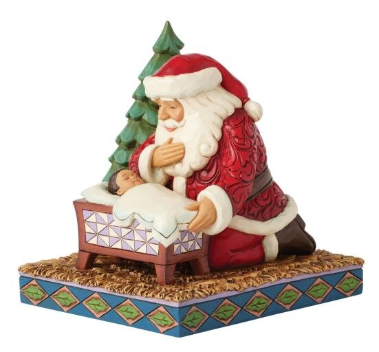 Jim Shore Heartwood Creek - Santa Kneeling Over Baby Jesus