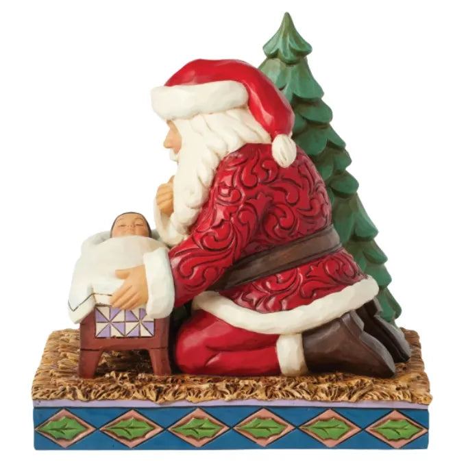 Jim Shore Heartwood Creek - Santa Kneeling Over Baby Jesus
