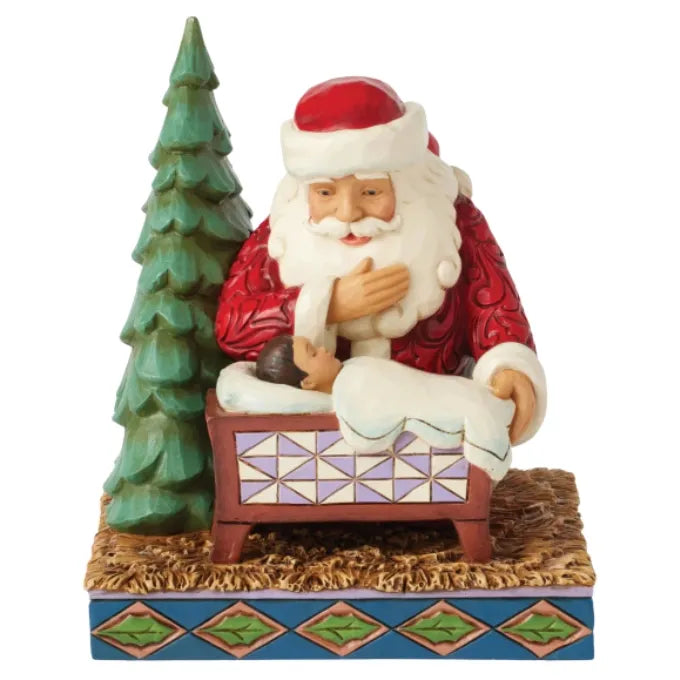 Jim Shore Heartwood Creek - Santa Kneeling Over Baby Jesus