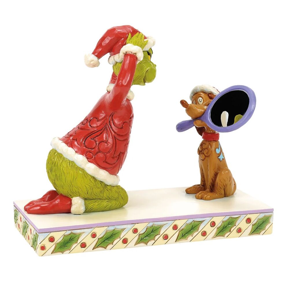 Dr Seuss The Grinch by Jim Shore - Max Holding Mirror For Grinch