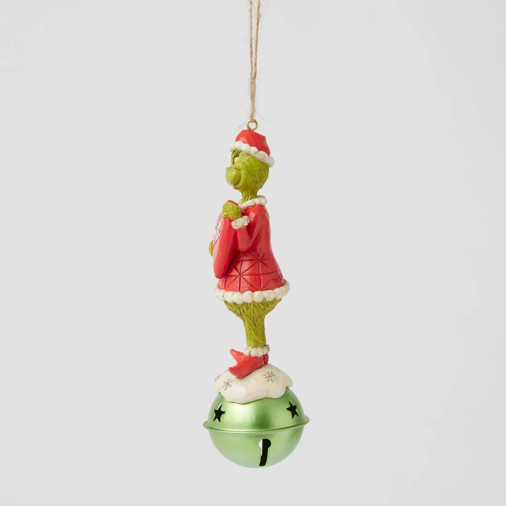 Dr Seuss The Grinch by Jim Shore - Grinch on Bell Dated 2025 Hanging Ornament