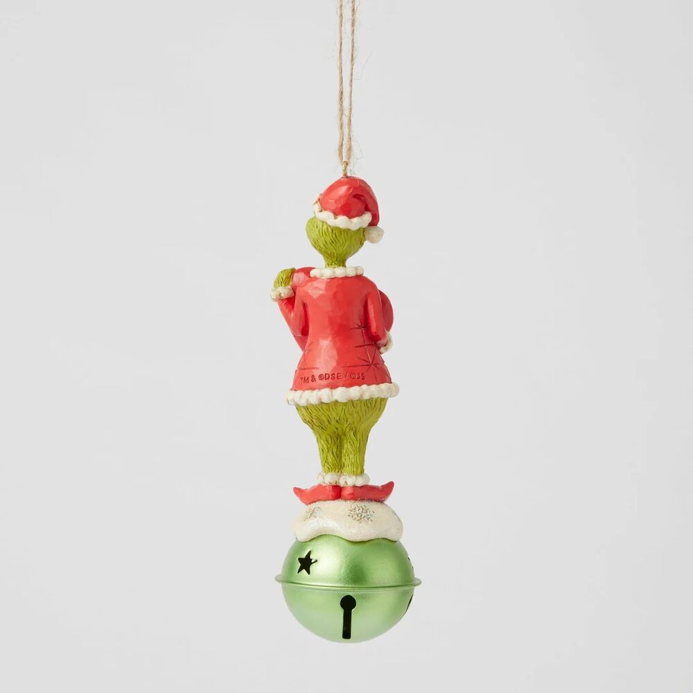 Dr Seuss The Grinch by Jim Shore - Grinch on Bell Dated 2025 Hanging Ornament