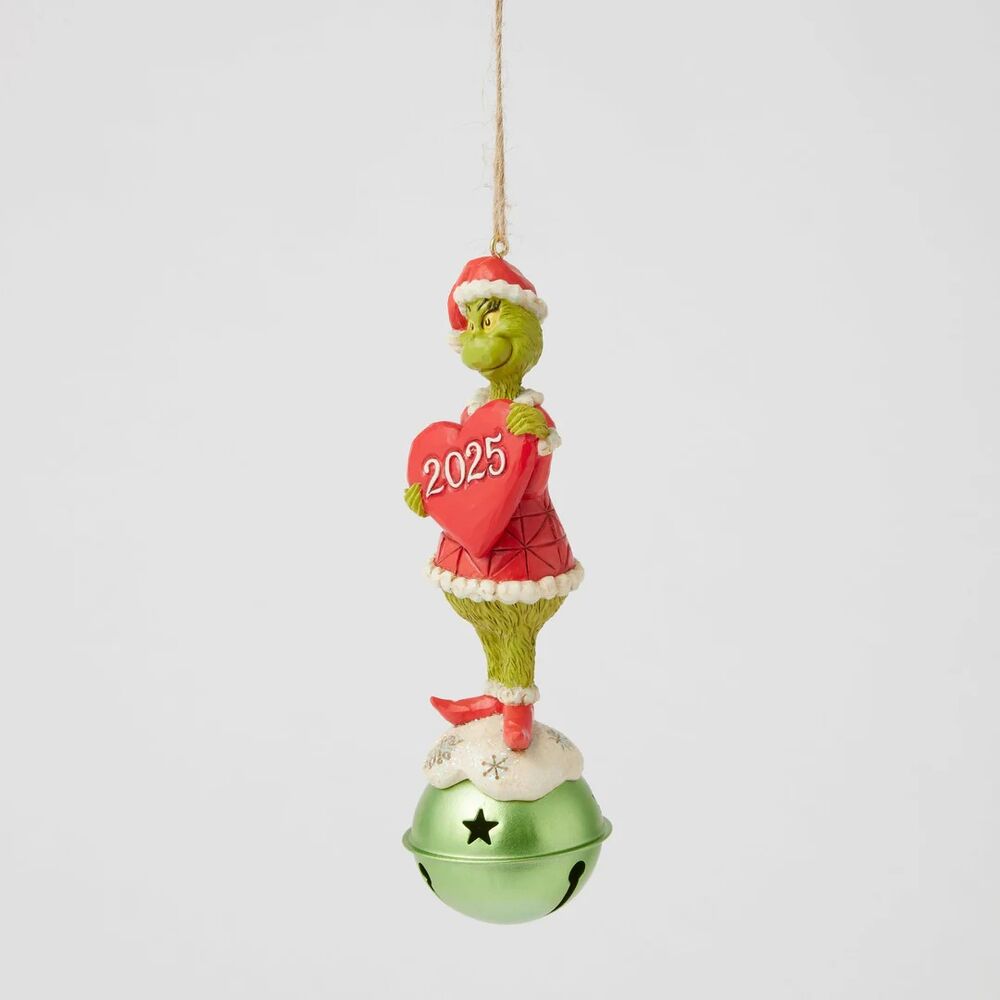 Dr Seuss The Grinch by Jim Shore - Grinch on Bell Dated 2025 Hanging Ornament