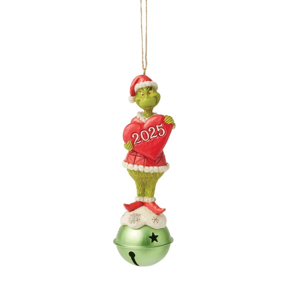 Dr Seuss The Grinch by Jim Shore - Grinch on Bell Dated 2025 Hanging Ornament